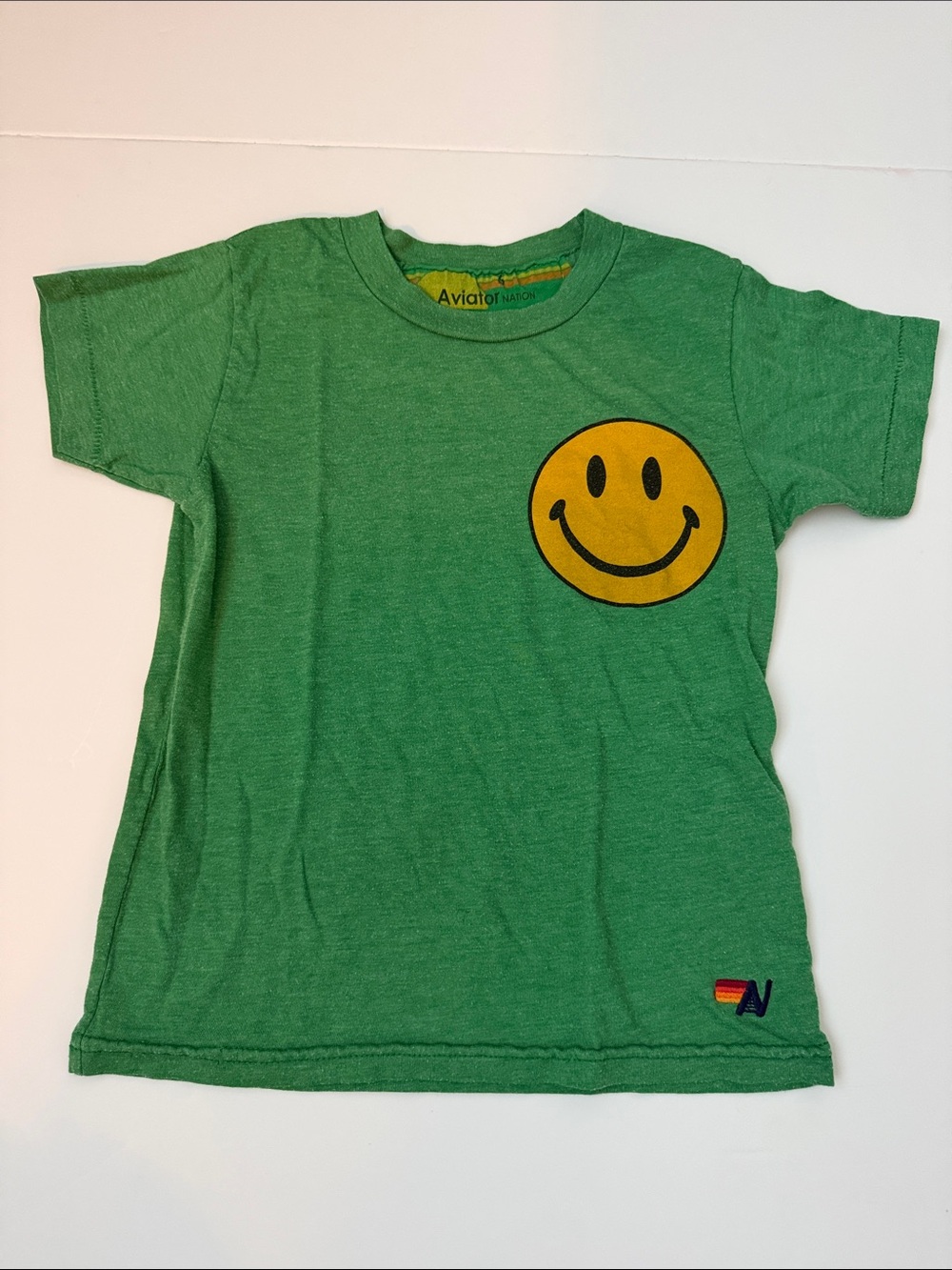 Aviator Nation Green Tee with Yellow Smiley